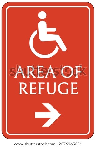 Area of refuge sign and labels Royalty-Free Stock Photo #2376965351