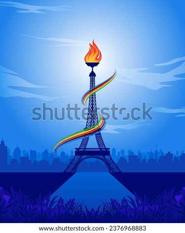 Eiffel Tower, 2024Paris olympics, Sports, France, Paris Sky, Olympics Games, Royalty-Free Stock Photo #2376968883