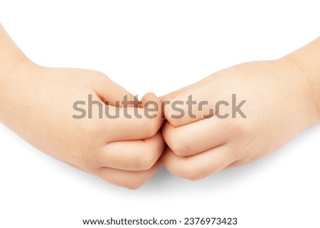 Child asking for peace on white isolated