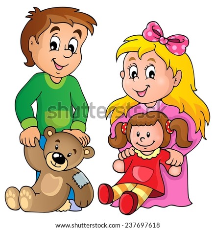 Children with toys theme image 1 - eps10 vector illustration.