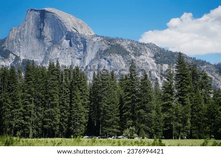Yosemite National Park. Half dome view with meadow.