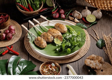 Traditional Thai food on black background, oriental food concept. Top view, flat lay, panorama.