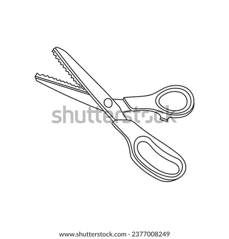 Hand drawn Kids drawing Cartoon Vector illustration pinking shears Isolated on White Background