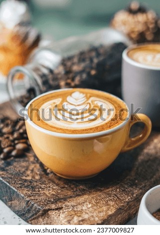 Coffee milk , coffee with double ristretto brewed with
our artisanally crafted house blend of 100% premium Royalty-Free Stock Photo #2377009827