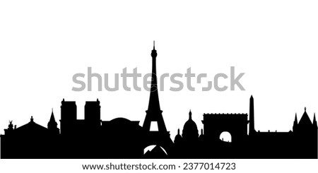 Silhouette of Paris city monuments. Vector illustration