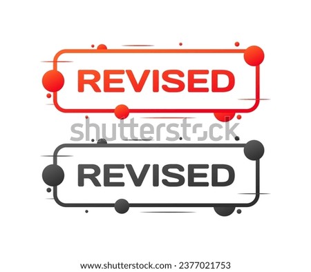 Revised sign. Different styles, revised button, revised sign. Vector icon