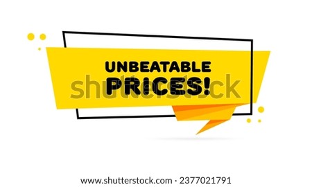 Unbeatable prices sign. Flat, yellow, lightning sign, unbeatable prices sign, unbeatable icon. Vector icon