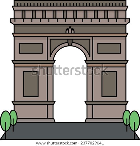 World famous building for Paris Triumphal Arch France.