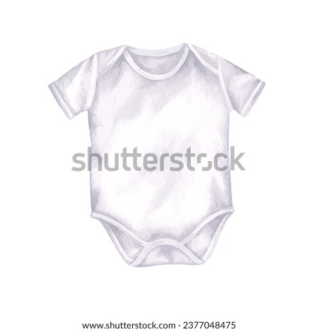 Baby Bodysuit vector illustration. Hand drawn graphic clip art of romper on white isolated background. Watercolor drawing of body suit. Sketch of gender neutral onesie blank for design