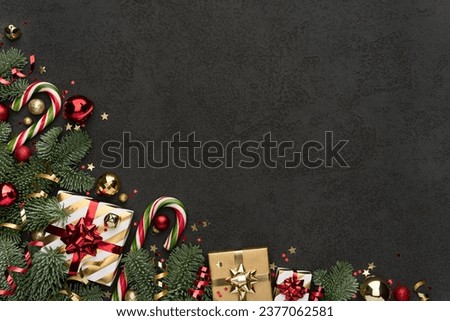 Christmas Decoration Border on a Black Background