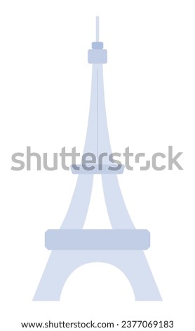Paris Eiffel tower silhouette 2D cartoon object. Famous landmark. Tourist attraction France isolated vector item white background. Iron monument. Europe travel destination color flat spot illustration