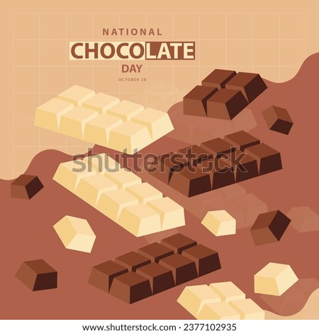 National Chocolate Day on october 28, With a concept chocolate and white chocolate vector illustration and text isolated on abstract background for commemorate and celebrate National Chocolate Day.