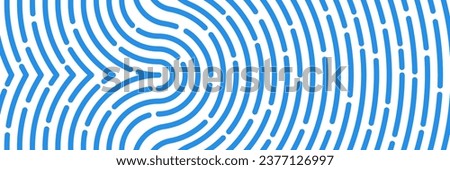 Fingerprint pattern background, finger print code banner. Vector thumbprint lines texture, unique human thumb imprint or scan abstract pattern, police fingerprint identification, biometric security Royalty-Free Stock Photo #2377126997