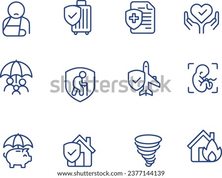 Personal Insurance - set of line vector icons vector Royalty-Free Stock Photo #2377144139