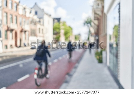 Blurred background of bikeway in Amsterdam