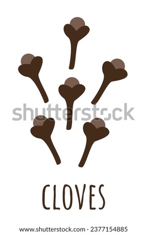 Clove seeds element. Aromatic spice. Holiday aroma ingredient. Natural scent. Flat vector illustration isolated on white background Royalty-Free Stock Photo #2377154885