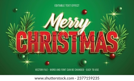 Editable text effect merry christmas text style