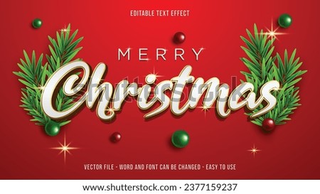 Editable text effect merry christmas mock up, luxury text style