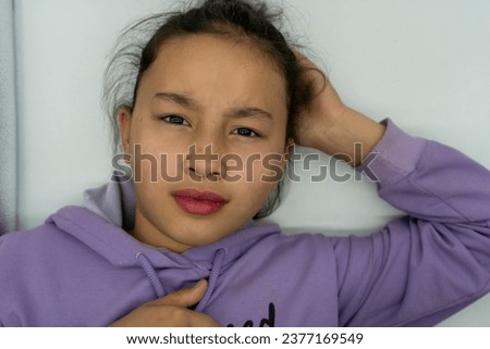 Asian girl in a white background