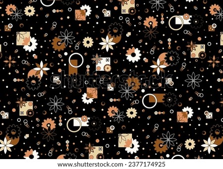 Abstract floral ethnic pattern. Beautiful geometric and tie dye batik digital print pattern for textile.