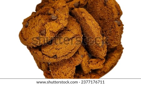 chocolate cookies chips isolated on white background, choco chips isolated on white background 