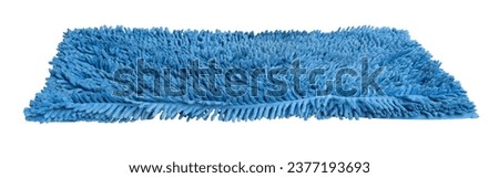 paw towel Bath towel Door mat is soft cotton blue color for cleaning at front of house door It is photo isolated with clipping path.