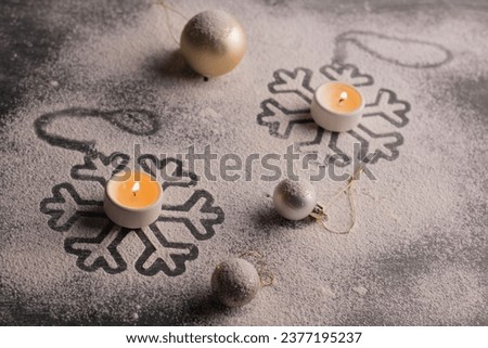 photo amidst Christmas decor, a photography of burning candles among festive ornaments. A celebration of winter's magic, illuminating the holiday spirit. December, joy, round, candlelight, object, cop