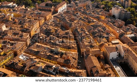 Aerial view on the historic center of Modena, Emilia Romagna, Italy. 