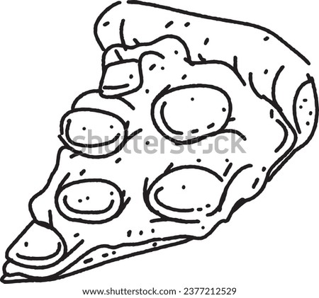 pizza illustration. outline vector food on transparent background. cute doodle breakfast. simple line of yummy food.