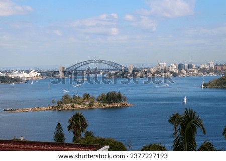 View across a bay towards the Sydney skyline, Australia