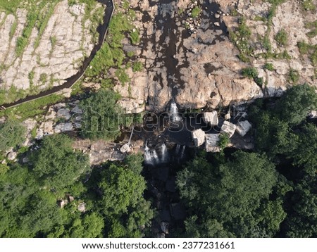 beautiful aerial bird eye view of a waterfall HD