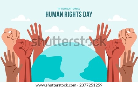 Hand Drawn International Human Rights Day Background with Hands Royalty-Free Stock Photo #2377251259