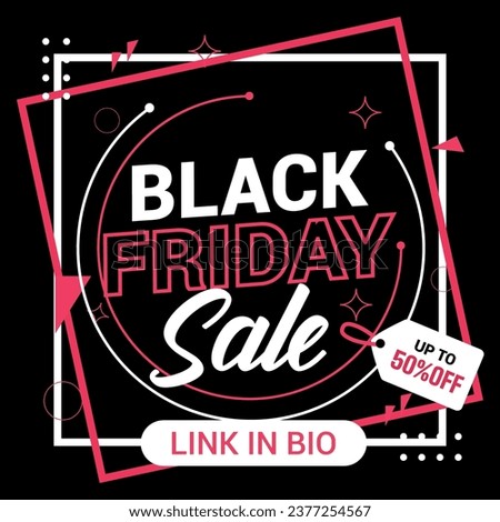  flat black Friday Instagram posts collection, Instagram post, sale social media banner template with black background
