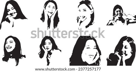 happy smiling teenage woman vector silhouette design template