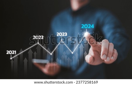 2024 business growth, new year marketing plan continue to increase return. Development to success and motivation in 2024, Planning, opportunity, challenge and business strategy in new year.