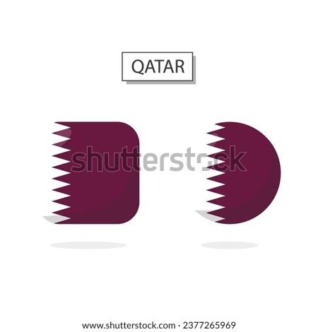 Flag of Qatar 2 Shapes icon 3D cartoon style.