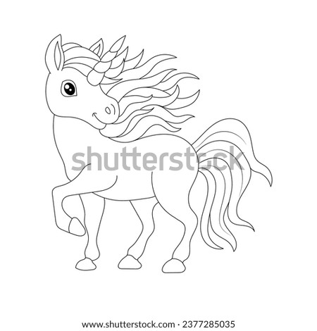 Line art unicorn kids illustration for  Children coloring book page