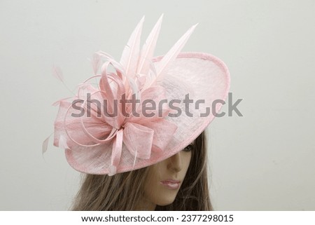 Pink fascinator, hat, Kentucky Derby , English Royal Hat, Wedding , Church, Formal, Dressy, Millinery, Cocktail hat Royalty-Free Stock Photo #2377298015