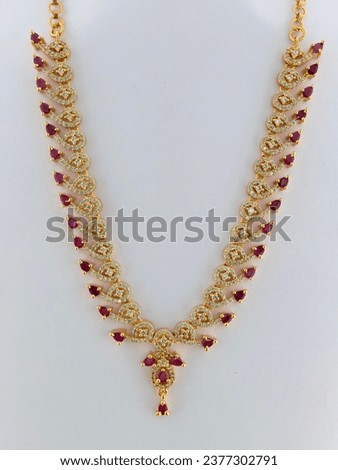 Gold necklace jewelry luxury necklace ,Indian Traditional Jewellery Necklace Royalty-Free Stock Photo #2377302791