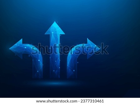 Choice deciding on the vision for the arrow path to success. business way to target. Career path, job search or opportunity. vector illustration digital low poly fantastic. Royalty-Free Stock Photo #2377310461