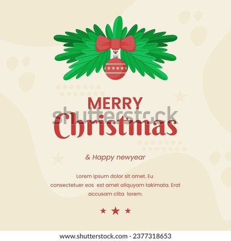  greeting merry christmas social media post template background design with special Christmas decorations