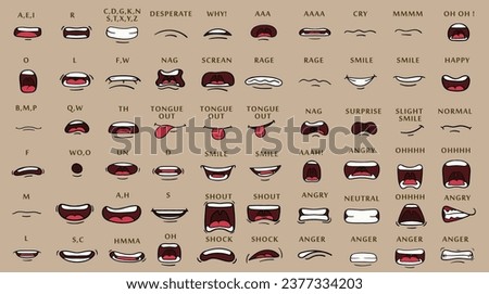 cartoon character talking mouth and lips expressions vector animations	
 Royalty-Free Stock Photo #2377334203
