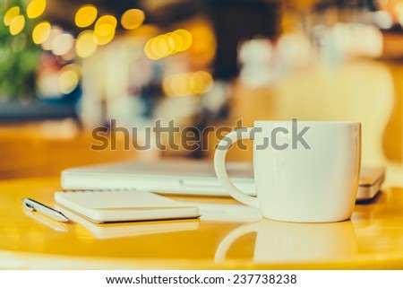 Office desk with coffee cup - Vintage effect style pictures