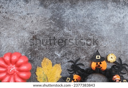 Halloween decor on the gray background