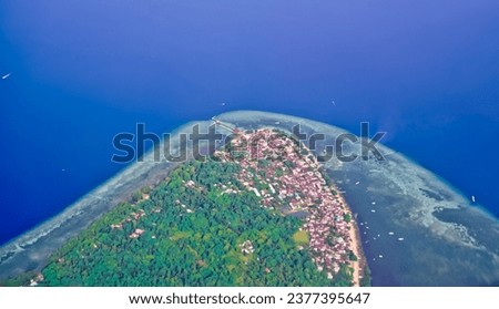 Aerial view of Menado Island and blue sea, North Sulawesi, Indonesia