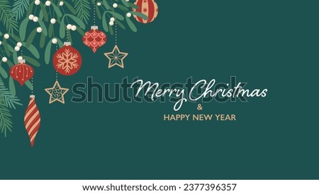 Title background material decorated with Christmas tree, ornaments, and mistletoes	
