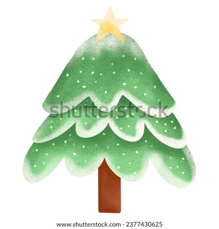 Christmas tree with snow star at top Christmas Illustration