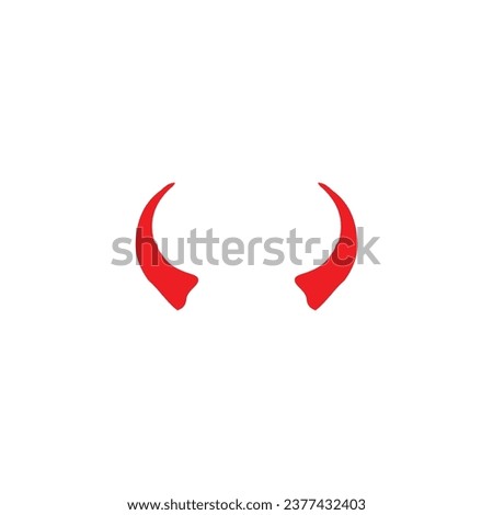 Devil horns icon. Simple style Halloween holiday poster background symbol. Devil horns brand logo design element. Devil horns t-shirt printing. Vector for sticker. Royalty-Free Stock Photo #2377432403