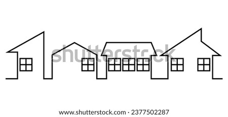 
Cityscape, house.vector icon, in a row