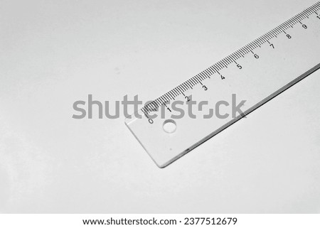 half view transparent ruler with white background concept image